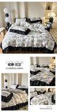 Washed Cotton Bedding Sets With Lace Black Printed Four Piece Set Bedroom Decor Duvet Cover Pillowcase Bedspread Bed Cover Sets