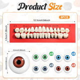 Halloween Decorations Include 32 Pcs Halloween Eyeballs 6 Sets Acrylic Resin Fake Teeth Realistic Eyes Prop Supplies Complete U