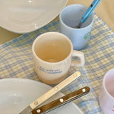 Love Korean Milk Glass Mug Cute Vintage Coffee Cup Vintage Hot Drink Gift Milk Cup