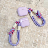 Lovely Lavender Purple Matte Silicone Earphone Case Weave Anti-Loss Lanyard For Apple AirPods 1 2 3 4 Pro 2 Soft Protection Cove
