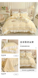Elegant Lace Bedding Sets Luxury Bed Linen Korean Princess Style Washed Cotton Ruffle Duvet Cover Bed Sheet Pillowcases for Girl