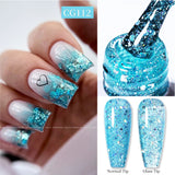 10ml Glitter Sequins Gel Nail Polish Shining Soak Off UV Semi-permanent Varnish Base Top Coat Hard Gel Design