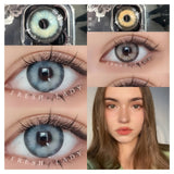 1 Pair Vibrant Blue Green Gray Color Contact Lenses Yearly Soft Contacts Beauty Lens for Dark Eyes
