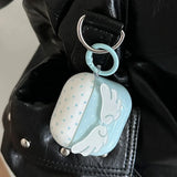 Blue Polka Dot Angel Wings DIY Earphone Case Cover For Apple AirPods 1 or 2 3 4 Pro Pro 2 Bluetooth Charging Box Protection Case