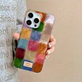 Retro Autumn And Winter Colorful Square Foil Pattern Phone Case For iPhone 17 16 15 14 13 12 11 Pro Max XS XR 7 8 Plus 16e Cover