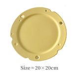 Ceramic Flat Plate Niche Milk Yellow Ins Korean Cute Matte Cheese Breakfast Plate High Beauty Home Dish Creative Dessert Cake