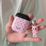 Korea Cute Black Polka Dots Soft Cover Case For Apple AirPdos 1 2 3 4 Pro 2 Earphone Protection Cases Cartoon Lovely Cat Pendant