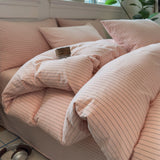 Simple Style Bedding Set Nordic Striped Duvet Cover Set 100% Cotton Flat Sheet Single Twin Size Double Bed Sheet Set For Bedroom