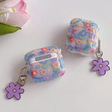Fresh flowers floral pendant wavy silicone soft wireless bluetooth earphone case for apple airpod pro 2 2nd 1 3 4 colorful cover