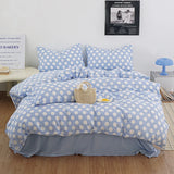 Polka Dot Bedding Set With Pillowcases For Korean Blue Duvet Cover Bed Sheet Set Teen Girls Women Cozy Bedroom Decor Queen Size