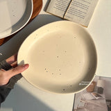 Ins Style Triangular Plates High-end Ceramic Cake Dessert Tray Exquisite Household Breakfast Plate Simple Splashed Ink Tableware