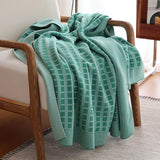 Nordic Modern Throw Blanket Knitted Sofa Decoration Cover Geometric Grid Nap Blanket Bedspread Pure Cotton Warm Shawl 130X180CM
