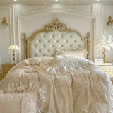 Romantic Floral Lace Embroidered Ruffles Princess Wedding Bedding Set 100% Cotton Duvet Cover Bed Sheet/Fitted Sheet Pillowcases