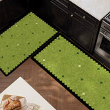 Non-slip Kitchen Rug Green Long Strip Runner Carpet Washable Waterproof PVC Leather Mat Home Decoration Rugs Alfombras De Cocina