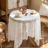 2025 new lace tablecloth white retro round table square tablecloth coffee table household French cover