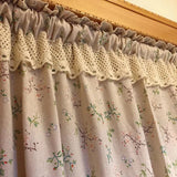 Korean Pastoral Style Linen Floral Short Curtains Kitchen for Linen Lace Curtain Half for Roman Window Door