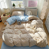 Korean Style Bedding Sets Soft Flat Sheet Duvet Cover Pillowcase Polyester Twin Queen Full Size Quilt Cover Set Sheet Set