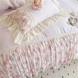 Princess Style Duvet Cover Sets with Lace Embroidery Bed Cover for Girls  Queen/King Size 이불커버 Soft Pink Bedding with Ruffles