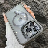 Magnetic Phone Case Lens Protection Stand Back Cover  For IPhone 13 14 15 16 Pro Max  Transparent  Magnetic Phone Case Cover
