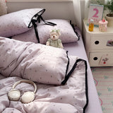 Ins Nordic Bedding Set Simple Style Polka Dot Duvet Cover Set Soft Flat Sheet Single Twin Size Double Bed Sheet Set For Bedroom