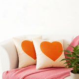 Orange Pillowcase Love Embroidered Pillow Round Spot Pillow 45x45 for Home Sofa Embroidered Cushions Covers Warm Color