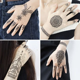 Black Henna Temporary Tattoos for Women Lace Flower Mehndi Sticker for Hand Fake Henna Tattoo Sticker Body Art Wedding Tatoo