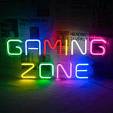 LED Gaming Zone Neon Sign Multicolor USB Powered Wall Light Gamer Room Decor Man Cave Game Bar Bedroom Streamer Aesthetic Hanging Lamp