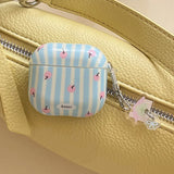 Gentle pink apple blue stripe earphone case for Apple airpods1/2/3/4 generation airpods pro2 generation silicone soft cute case