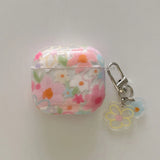 Transparent Oil Painting Flower Shockproof Protector With Keychain For AirPods 1 2 3 4 Case For AirPods Pro 2 Protection Cover