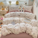 Class A Double Yarn Bedding Set Quilt Comforter Duvet Cover Set Printed Cotton Bedspread Skin Friendly Breathable Four-Piece Set