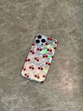 Red cherry water-ripple phone case for iphone 15pro 11 13 13pro 14promax 13promax 15promax 12 2024 new protection cover fundas