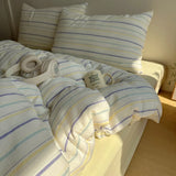 Nordic Bedding Set Pure Cotton Striped Duvet Cover Set Soft Flat Sheet Single Queen Size Double Bed Sheet Set For Bedroom Decor