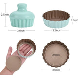 6PCS Mini Round Tart Pan with Removable Bottom and 1 Tart Tamper Set Nonstick for Baking Cupcake Muffin Cakes and Desserts Tools