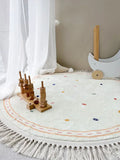 Tassel Round Living Room Large Area Carpets Cute White Children's Carpet Spotted Pattern Girl's Bedroom Rug Plush Soft Rugs 양탄자