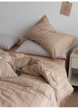 Ins Sle Pure Cotton Double Layered Bedding Set Simple Nordic Plaid Bed eet Cover Duvet Cover Bed Canopy Four Piece Set