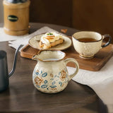 Mini Milk Jug Retro Elegant Lace Decor Ceramic Creamer Pointed Spout Coffee Espresso Sauce Household Table Dining Accessory