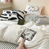 Kawaii Cartoon Dog Washed Cotton Bedding Set for Girl Boys Skin-friendly Duvet Cover Set with Sheet Soft Comfortable Quilt Cover