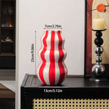 Retro Stripe Ceramic Vase, Elegant Minimalist Home Decor for Living Room Table