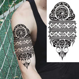 1 Sheet Compass Family Temporary Tattoos For Women Men Adults Flower Tribal Maori Totem Tattoo Sleeve Waterproof Temp Stickers