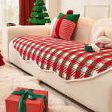 Red Irregular Sofa Cushion Four Season Universal Anti Slip Straight Sofa Cover One Piece Christmas Decor Living Room Couch Mat