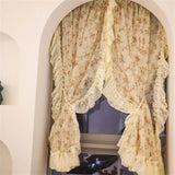 French Style Floral Gauze Curtain Living Room Bedroom Balcony Bay Window Shelter Curtain Punch-Free Romantic Home Decoration