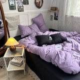 Duvet Cover Set New School Season Student Three PIECE Set Ins Style Solid Color Double Panel Washing Cotton Comforter Set