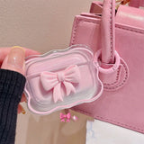 Wave Pink Bow Case For AirPods 4 Pro 3 2 1 Cover TPU Clear Earphone Cases For AirPods Pro 2 2nd Pro2 3rd 4th Generation Coque