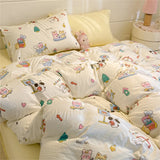 Washed Cotton Pastoral Girls Flower Bedding Sets Bed Linens Quilt Cover Sheet Set Simple Bedspread High Quality Home Textiles