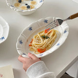 Cream Wind Plate Collection Embossed Lace Dessert Plate Italian Noodle Plate Salad Plate Cute and Beautiful Home Use