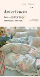 4Pcs Korean Princess Style Floral Ruffles Bedding Set Single Queen Size Soft Skin-friendly Washed Cotton Duvet Cover Pillowcase