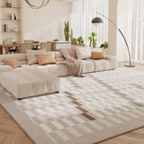 Fluffy Soft Bedside Rug Modern Style Carpets for Living Room Large Area Bedroom Decor Plaid Pattern Carpet Thick Plush Study Mat