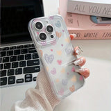 Colour Line Love Heart Phone Case For iPhone 16 15 14 13 12 12 Pro Max Heart Clear Case Shockproof Bumper Cover