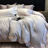Luxury 1000TC Lyocell Cotton Jacquard Soft Silky Bedding Set Queen King Size Duvet Cover Bed Sheet/Fitted Sheet Pillowcases 4Pcs