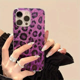 Phone Case for iPhone 17 16 15 14 13 12 11 Pro Max XS X XR 7 8 Plus 17Air Stylish Purple Render Leopard Pattern Soft Laser Cover